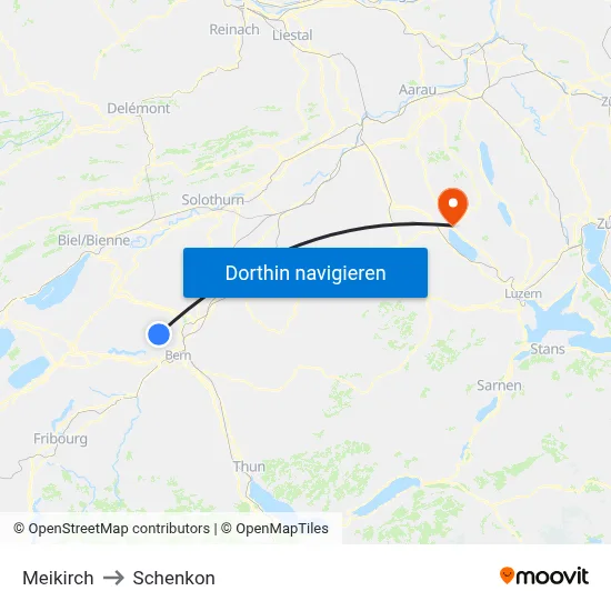 Meikirch to Schenkon map