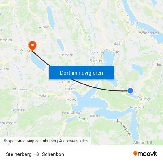 Steinerberg to Schenkon map