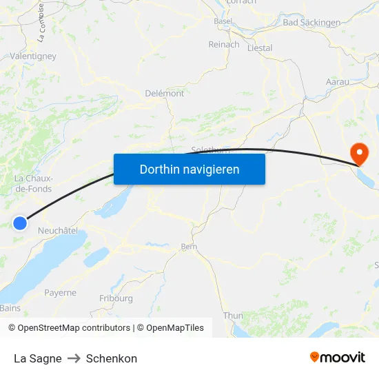 La Sagne to Schenkon map
