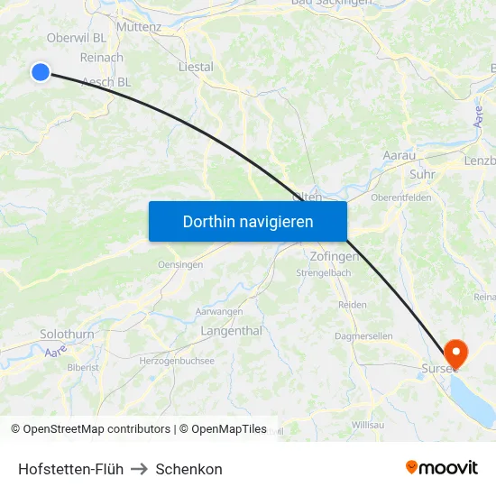 Hofstetten-Flüh to Schenkon map