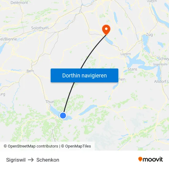 Sigriswil to Schenkon map