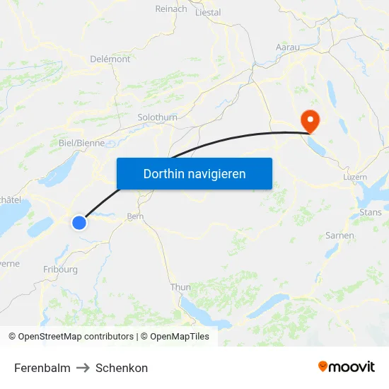 Ferenbalm to Schenkon map