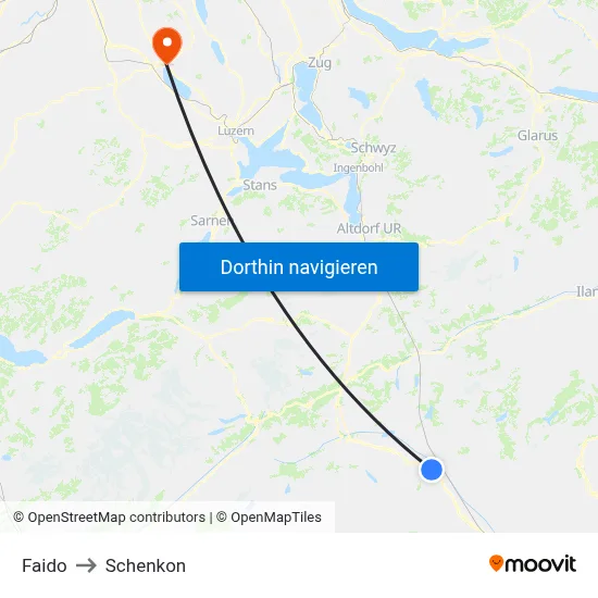 Faido to Schenkon map