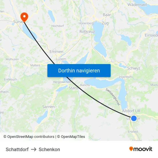 Schattdorf to Schenkon map