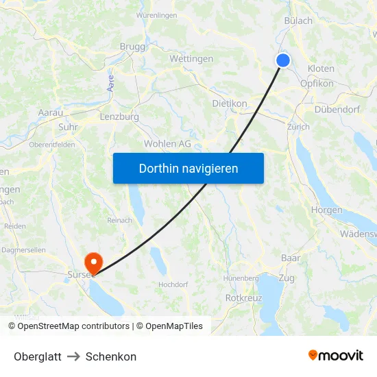 Oberglatt to Schenkon map