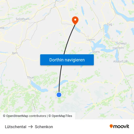 Lütschental to Schenkon map