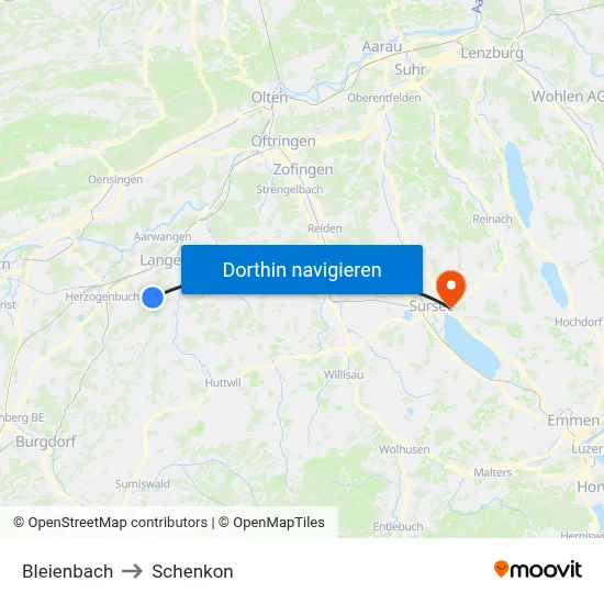 Bleienbach to Schenkon map