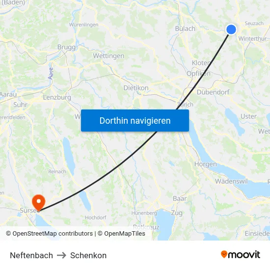 Neftenbach to Schenkon map
