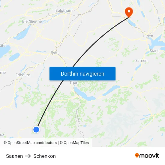 Saanen to Schenkon map