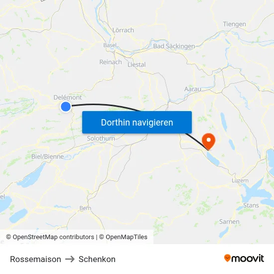 Rossemaison to Schenkon map