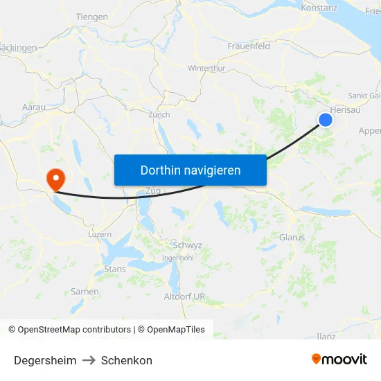 Degersheim to Schenkon map