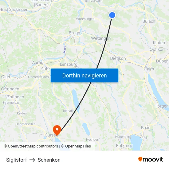 Siglistorf to Schenkon map