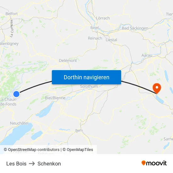 Les Bois to Schenkon map