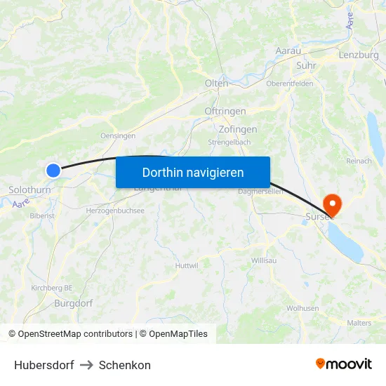 Hubersdorf to Schenkon map