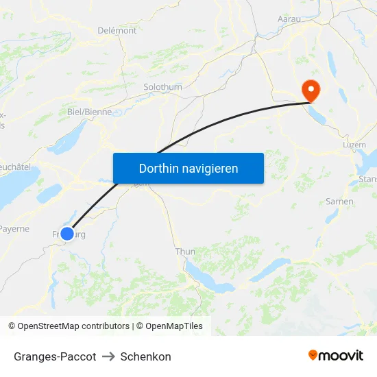 Granges-Paccot to Schenkon map