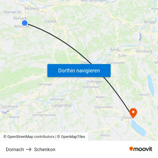Dornach to Schenkon map