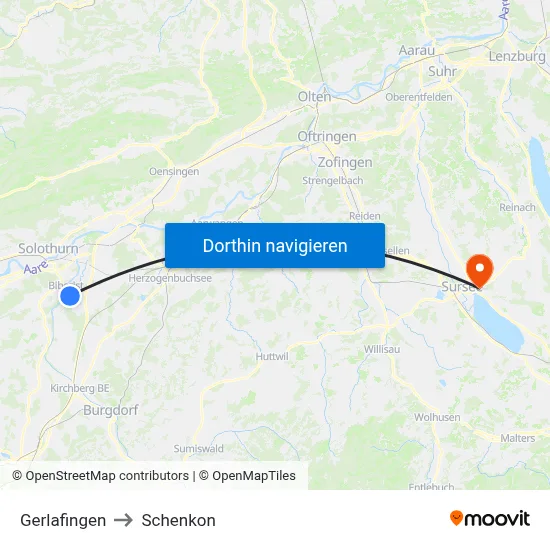 Gerlafingen to Schenkon map