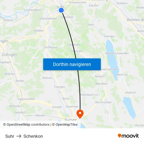 Suhr to Schenkon map