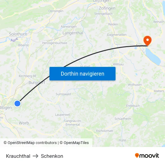 Krauchthal to Schenkon map
