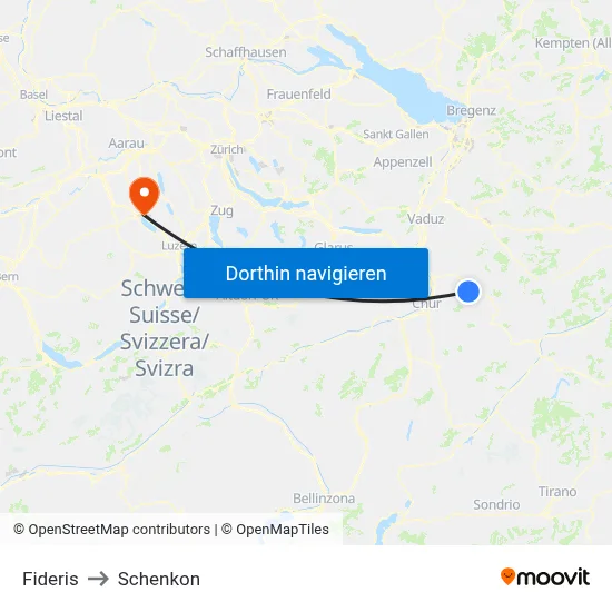 Fideris to Schenkon map
