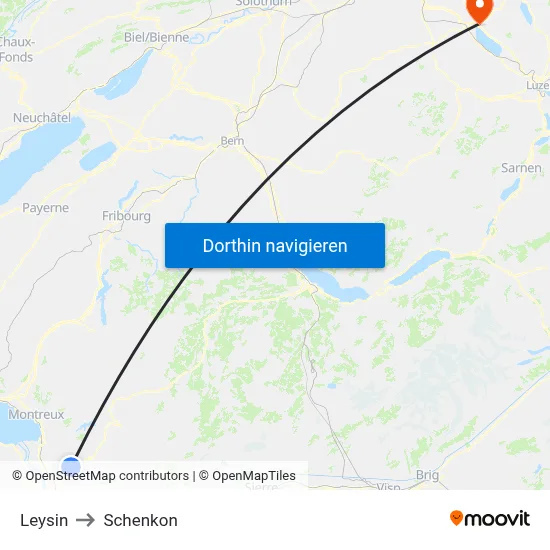 Leysin to Schenkon map