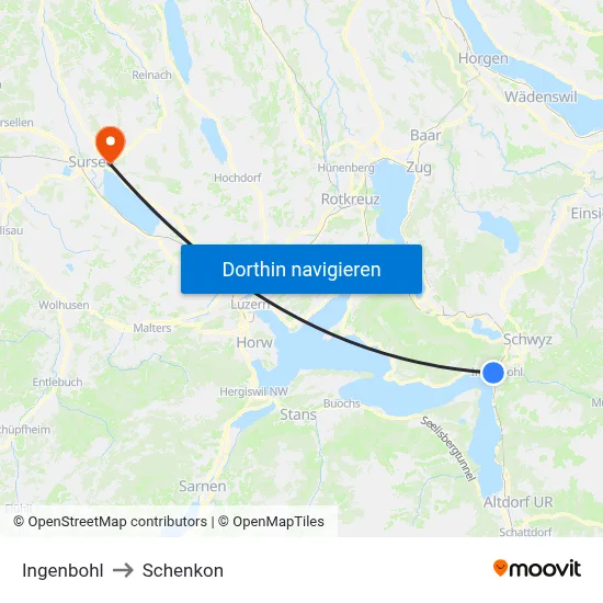 Ingenbohl to Schenkon map