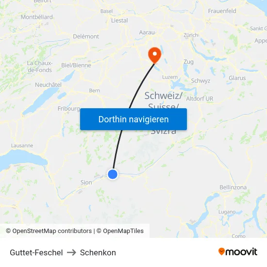 Guttet-Feschel to Schenkon map