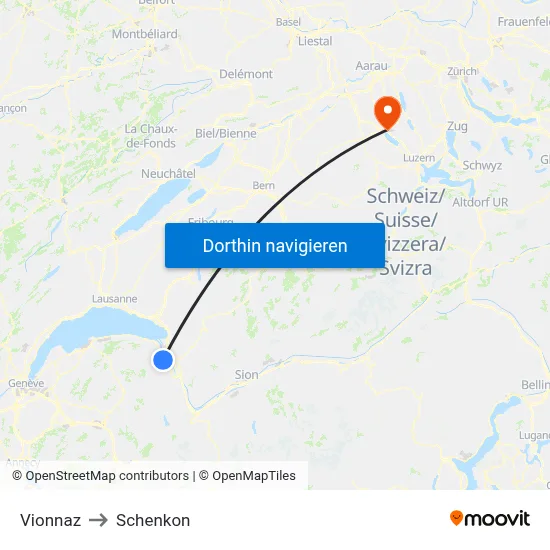 Vionnaz to Schenkon map