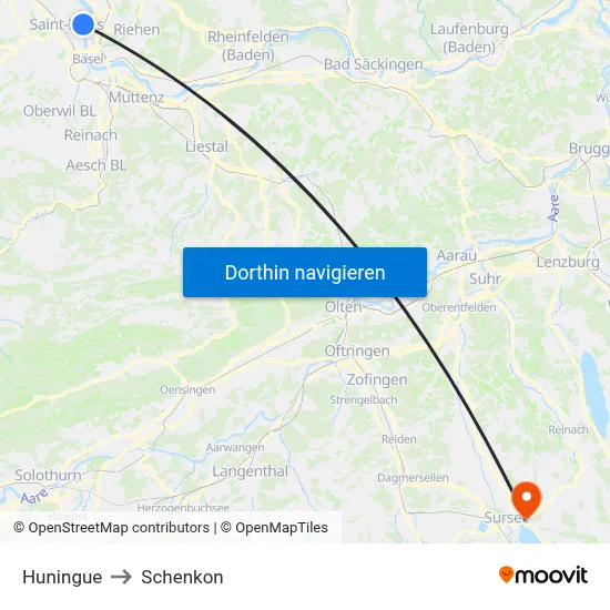 Huningue to Schenkon map
