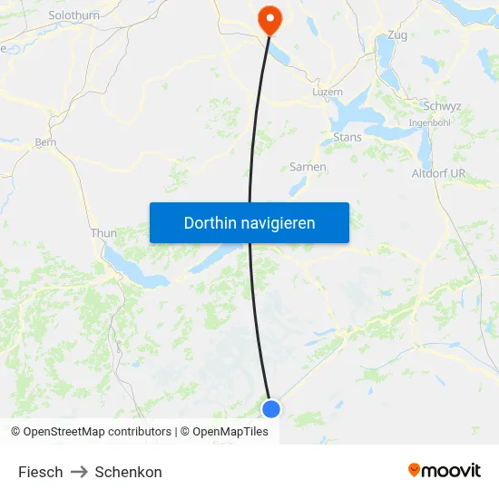 Fiesch to Schenkon map
