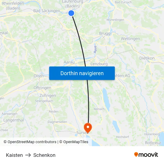 Kaisten to Schenkon map