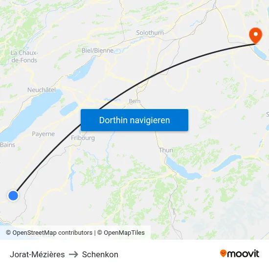 Jorat-Mézières to Schenkon map