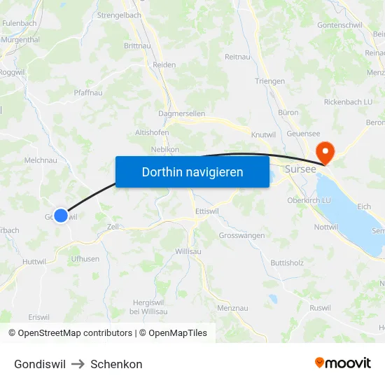 Gondiswil to Schenkon map