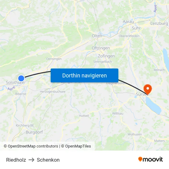 Riedholz to Schenkon map