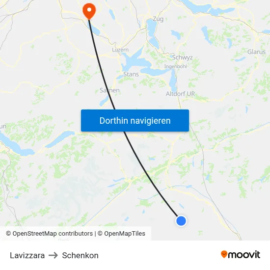 Lavizzara to Schenkon map