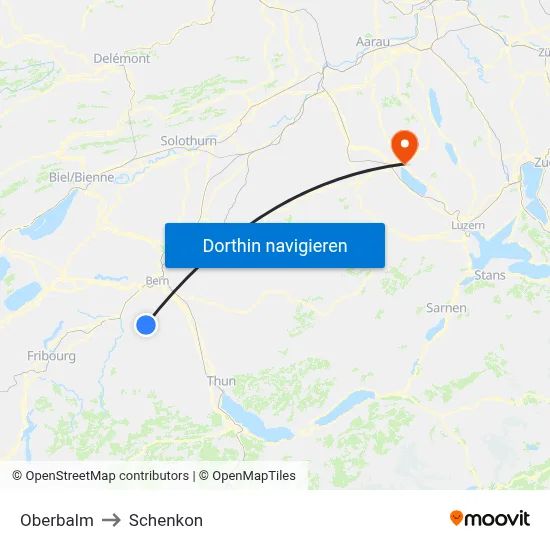 Oberbalm to Schenkon map