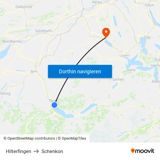 Hilterfingen to Schenkon map