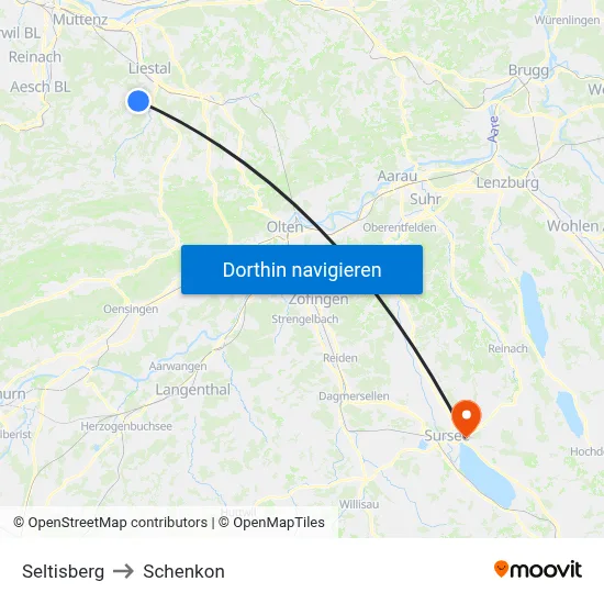 Seltisberg to Schenkon map