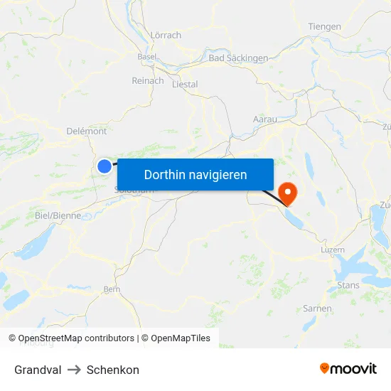 Grandval to Schenkon map