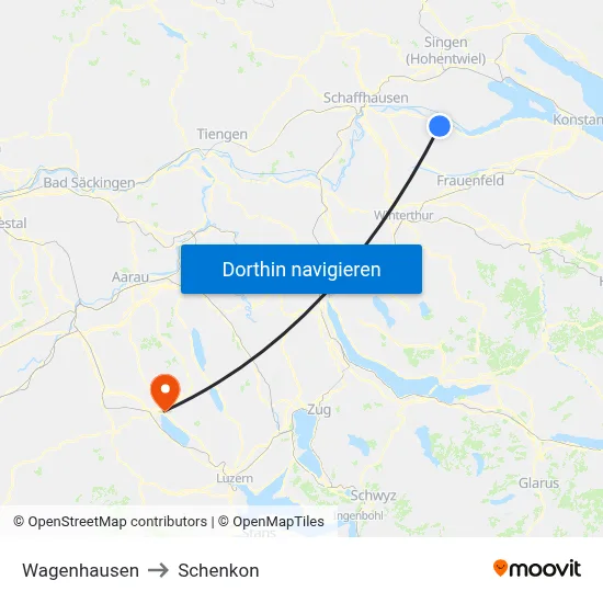 Wagenhausen to Schenkon map