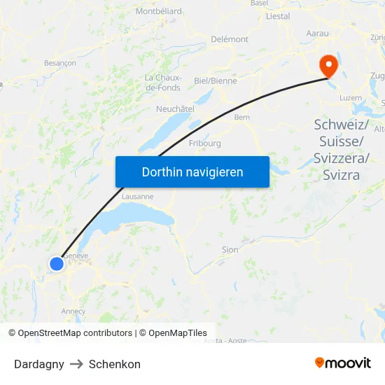 Dardagny to Schenkon map