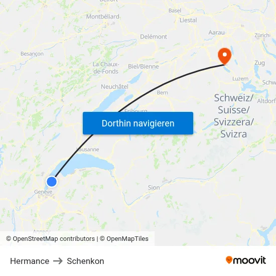 Hermance to Schenkon map