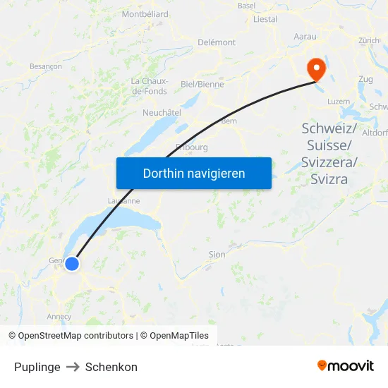 Puplinge to Schenkon map