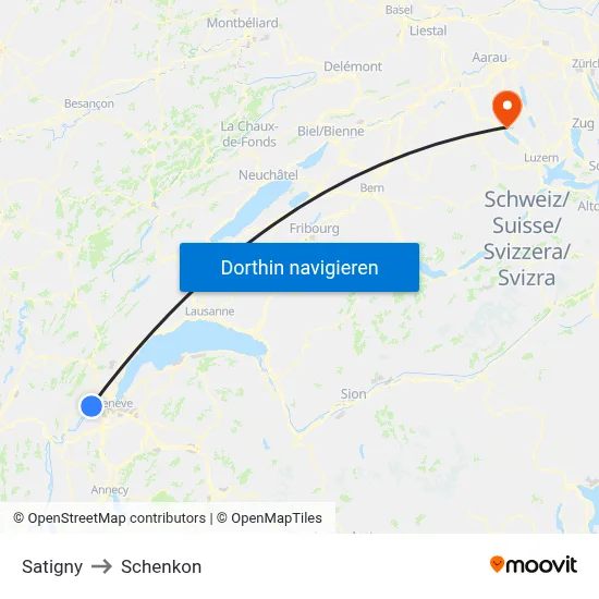 Satigny to Schenkon map