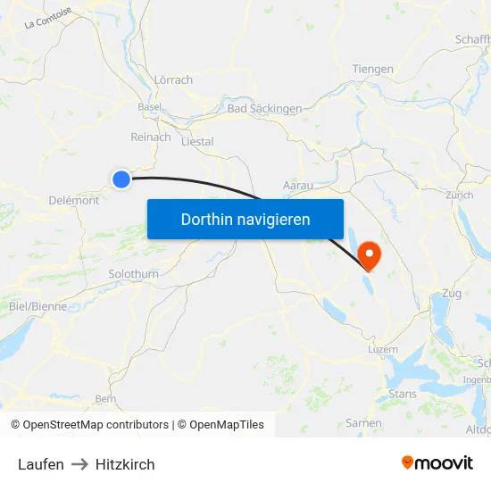 Laufen to Hitzkirch map
