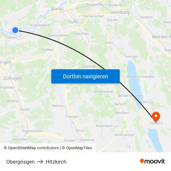 Obergösgen to Hitzkirch map