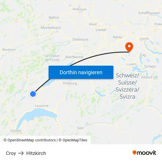Croy to Hitzkirch map