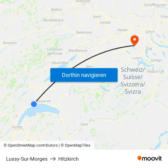 Lussy-Sur-Morges to Hitzkirch map