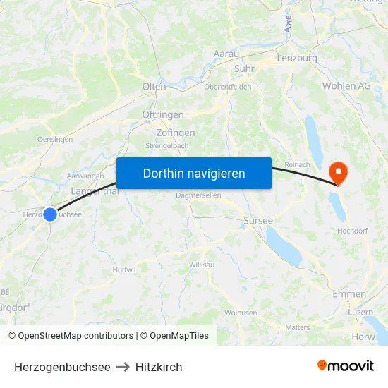 Herzogenbuchsee to Hitzkirch map