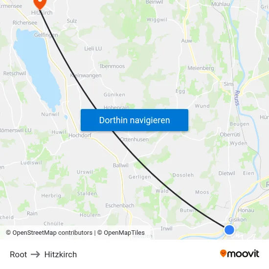 Root to Hitzkirch map